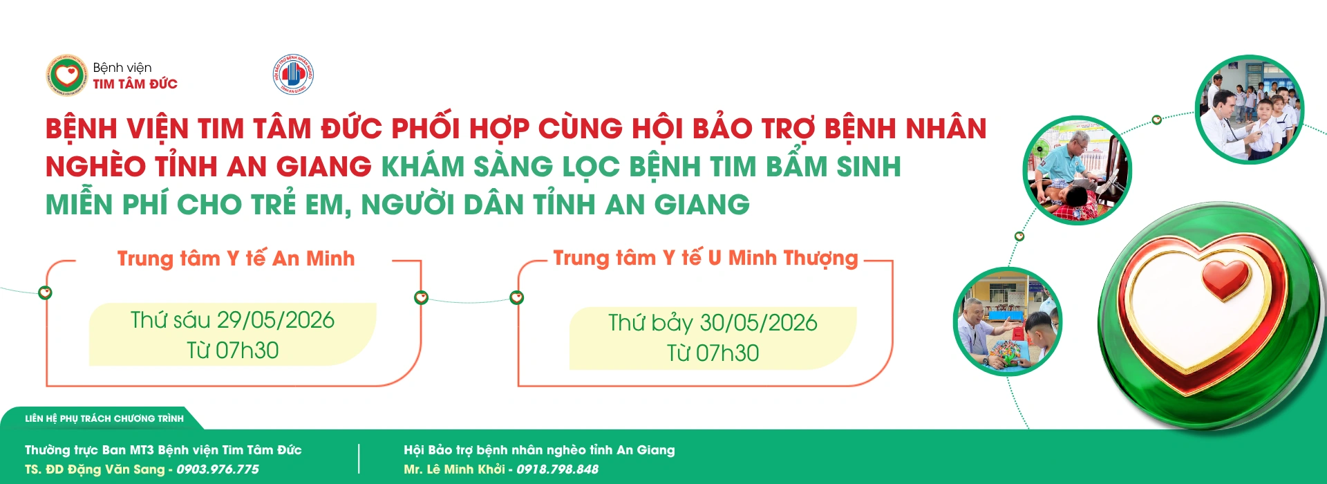 Tâm Đức khám sàng lọc bệnh tim miễn phí Đợt 2 tại tỉnh An Giang ngày 29 & 30/05/2026